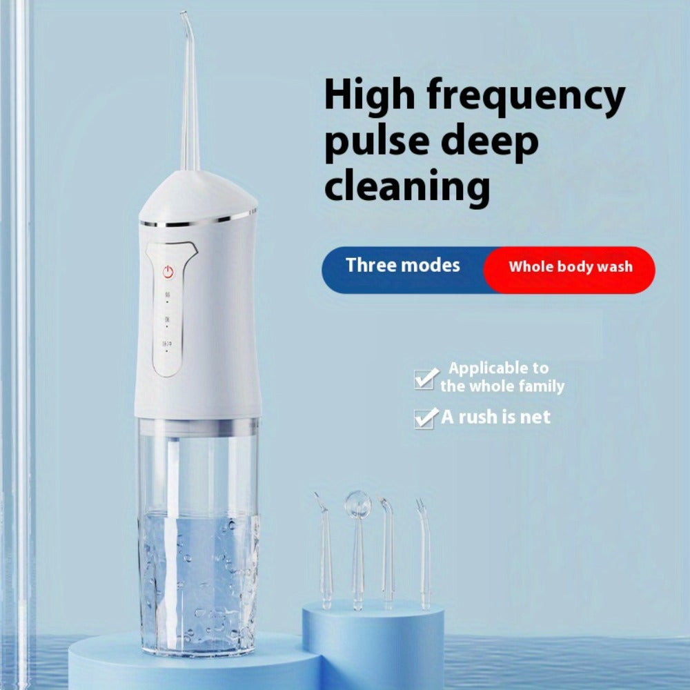Smart Chip Water Flosser Cordless Oral Irrigator USB Rechargeable 4 Nozzles Orthodontic Tip 3 Cleaning Modes Portable Electric Dental Water Pick for Braces Gum Health Travel Home Men Women