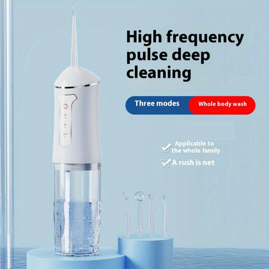 Cordless Water Flosser with Orthodontic Tip, USB Rechargeable Portable Oral Irrigator, 3 Modes, 4 Nozzles