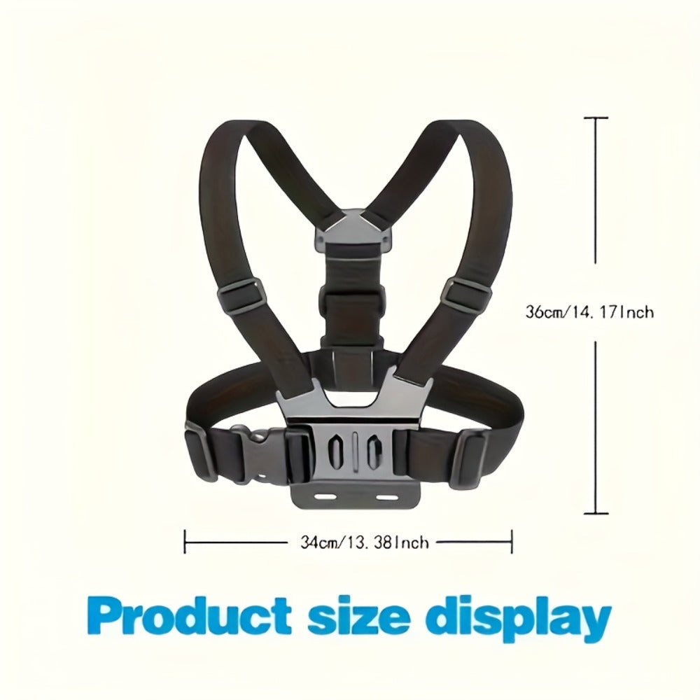 Chest Mount Harness for GoPro Hero 13 12 11 10 9 8 – Adjustable POV Chest Strap for Insta360 X4 X3 DJI Osmo Action 4 3 iPhone Samsung Phone – Hands-Free Camera Holder for Bike Kayak Fishing Hiking Vlog