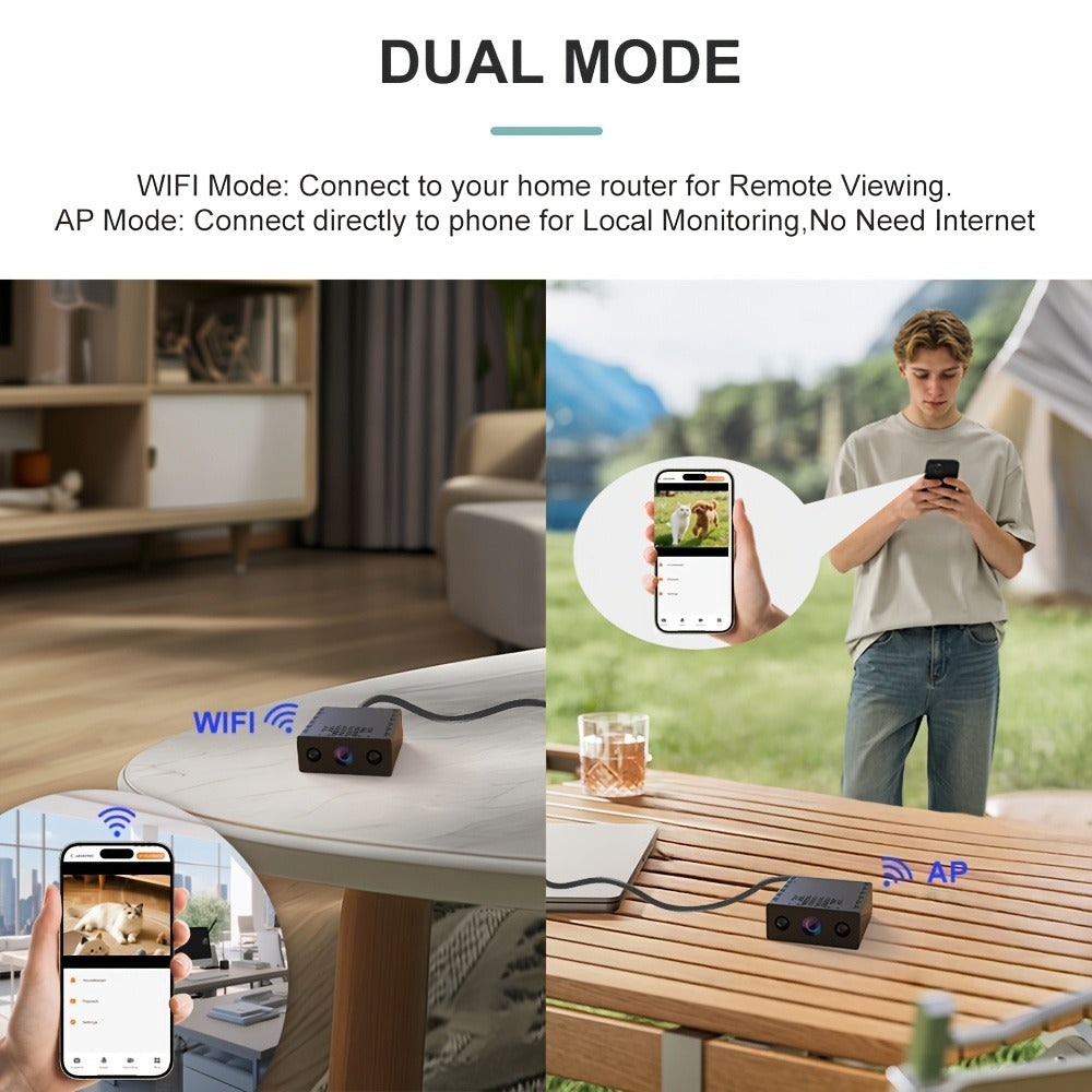 Mini Security Camera No WiFi No Internet Needed, Full HD 1080P Wireless Indoor Camera Built-In AP Hotspot, Night Vision, Motion Detection, Voice Recording, Cloud Storage – Home Garage Baby Pet Monitor
