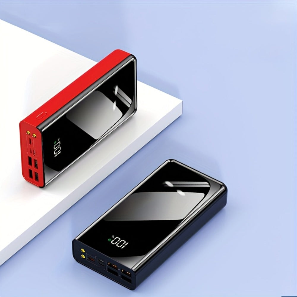 50000mAh High Capacity Power Bank Portable Charger LED Display USB-C Micro USB Fast Charging Multi-Port Emergency Backup Battery for iPhone Android Camping Outdoor Travel Black Red