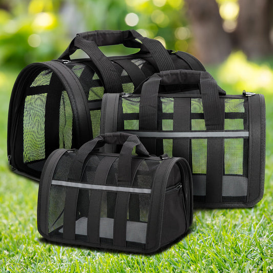 Foldable Pet Carrier Backpack Crossbody Strap Bag – Breathable Mesh Soft Sided Bag for Cats & Small Dogs, Portable Shoulder Bag with Windproof Winter Edition, 7 Colors S/M/L