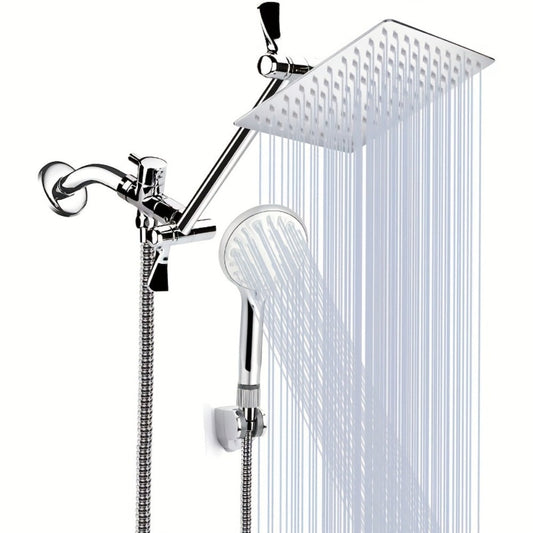 Rainfall Shower Head and Handheld Combo with 9 Settings and 11-Inch Extension Arm