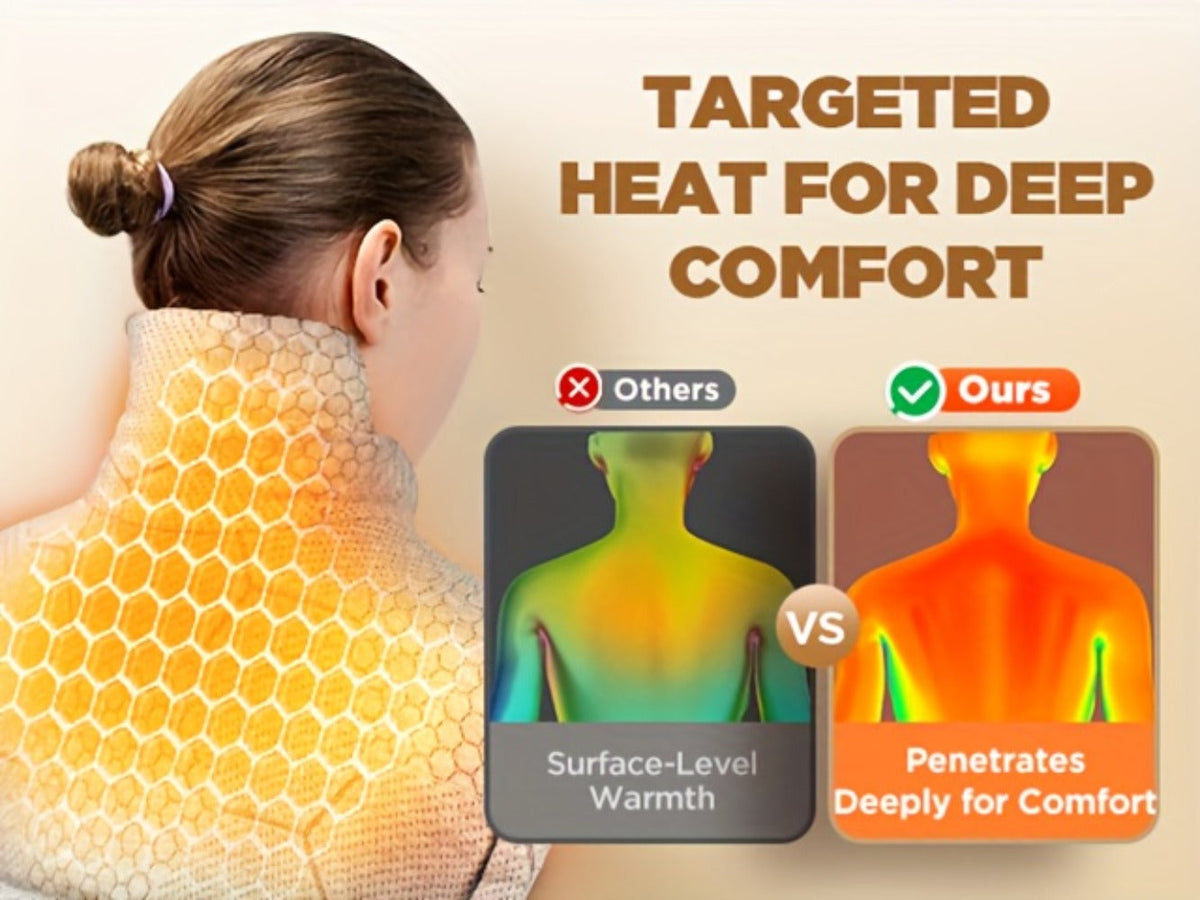 Heating Pad for Neck & Shoulders – 130W Graphene Weighted Electric Pad, 6 Heat Settings, 4 Timers, Auto Shut-Off, Machine Washable