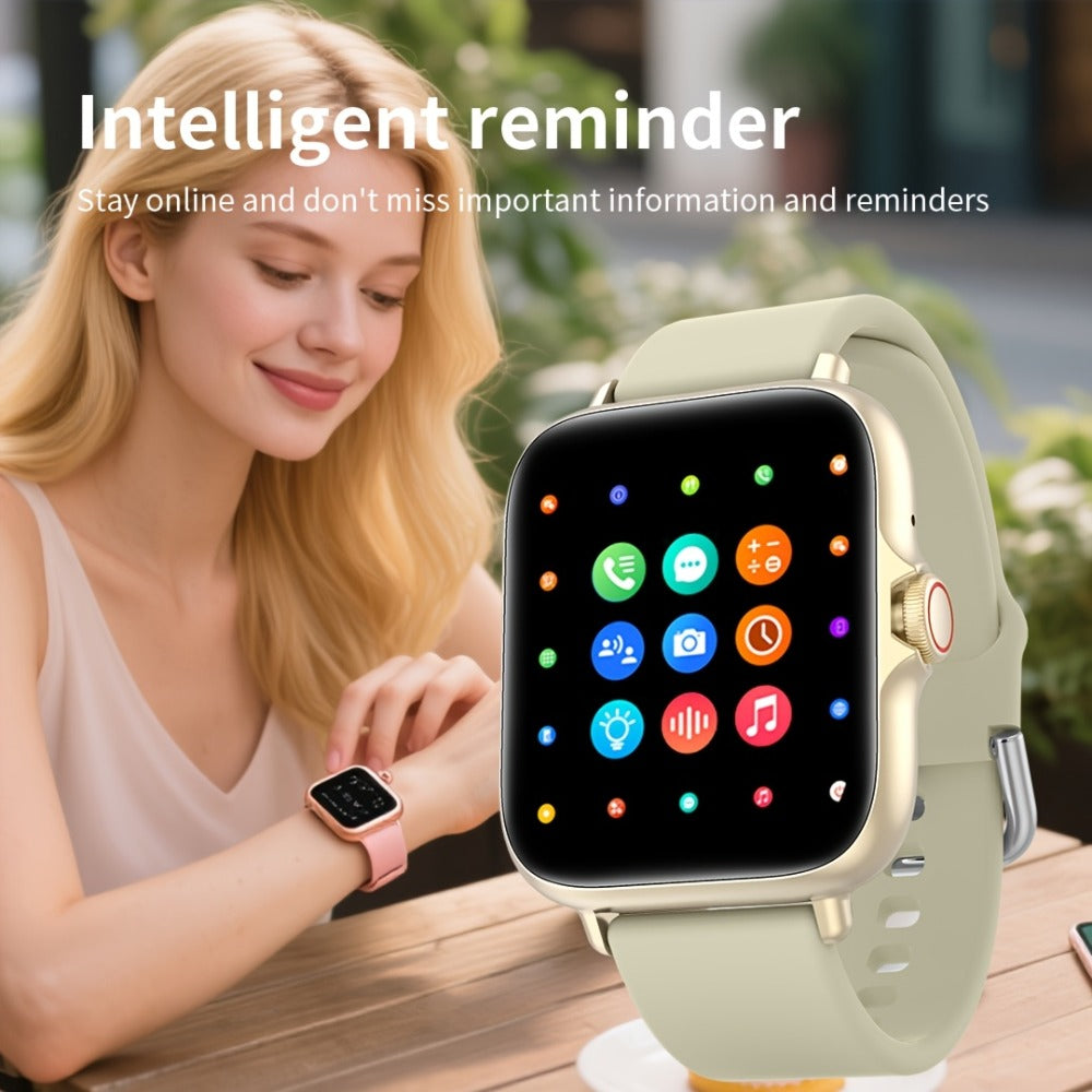Large Screen Smartwatch with Wireless Calling & Message Alerts, Full Touch HD Display, Heart Rate Blood Oxygen Sleep Stress Monitor, Activity Tracker Multiple Sport Modes, Compatible with iPhone & Android – Black Pink Gold Silver