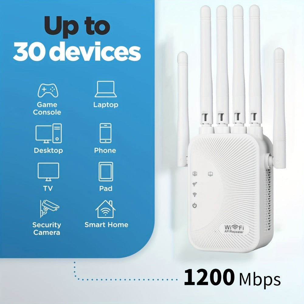 CP3600 WiFi Repeater Signal Booster 2.4GHz Wide Coverage, One-Button WPS Setup, Flexible Antenna Rotation, Adjustable Signal Strength, CISA Certified, Enhanced Stability for Home Office Apartment