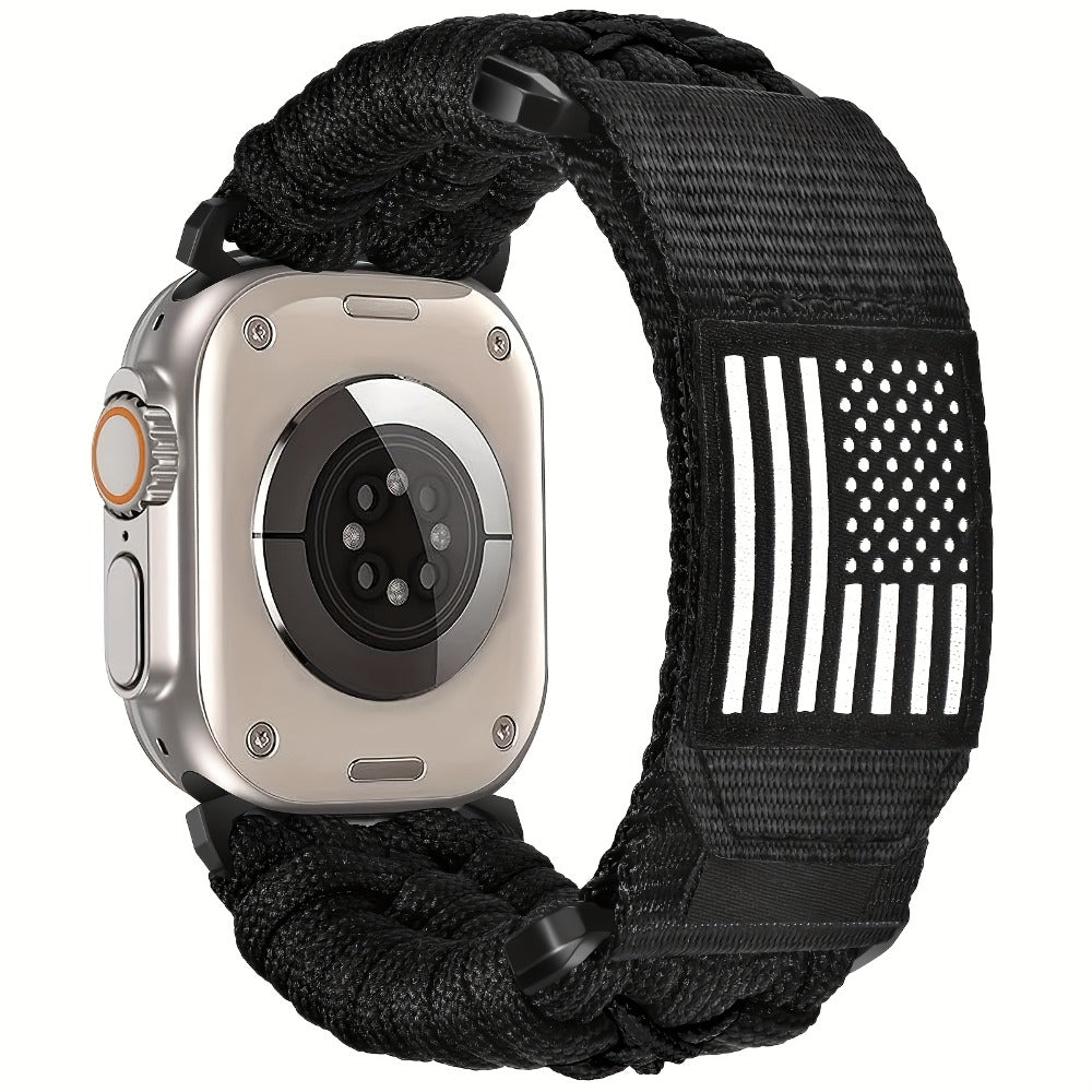 Rugged Nylon Sport Loop Apple Watch Band for Men – Woven Adjustable Strap Compatible with Apple Watch Ultra 3 2 1 Series 11 10 9 8 7 6 5 4 SE 49mm 46mm 45mm 44mm 42mm S M L XL Army Green Black Orange