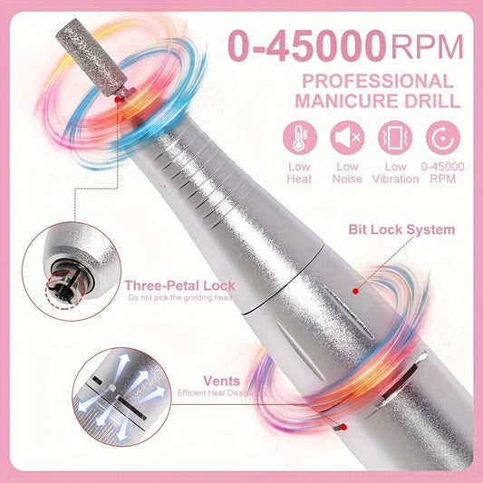 Cordless Electric Nail Drill with Adjustable Speed and Power Display