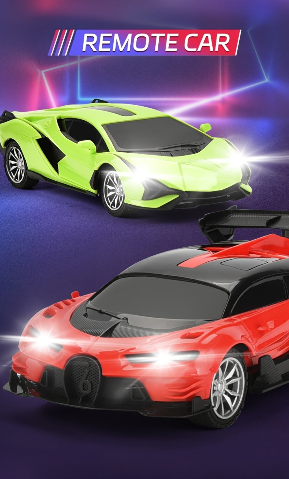 Drift RC Car 1:24 Scale with LED Lights, 4-Channel USB Rechargeable Sports Car Model