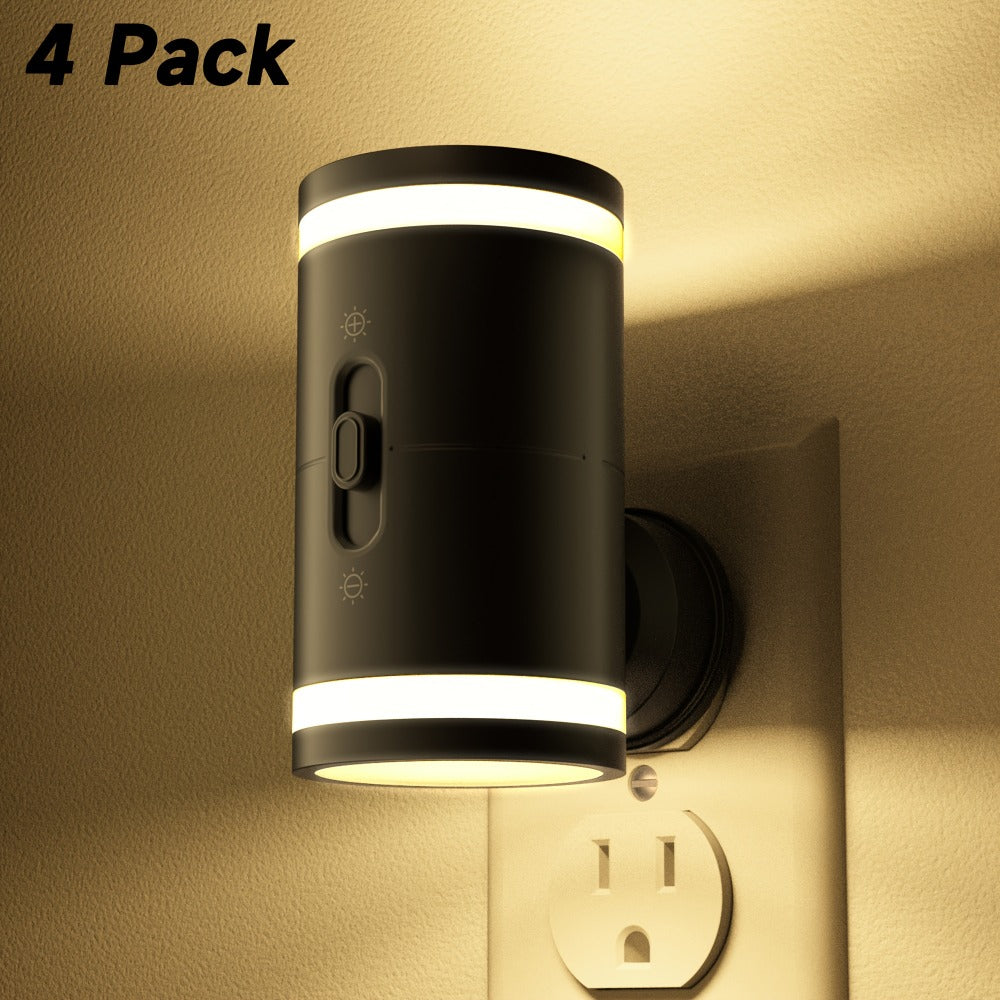 LED Night Light Plug In Dusk to Dawn Sensor – 5-120LM Adjustable Brightness, 3 Color Temperatures, Modern Plug-In Night Lights for Hallway, Bedroom, Staircase, Bathroom & Toddler Room, 2 or 4 Pack