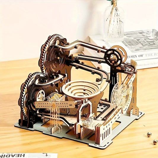 3D Wooden Marble Run Kit, DIY Mechanical Model in Electric 2.0 or Manual 1.0 for Teens & Adults