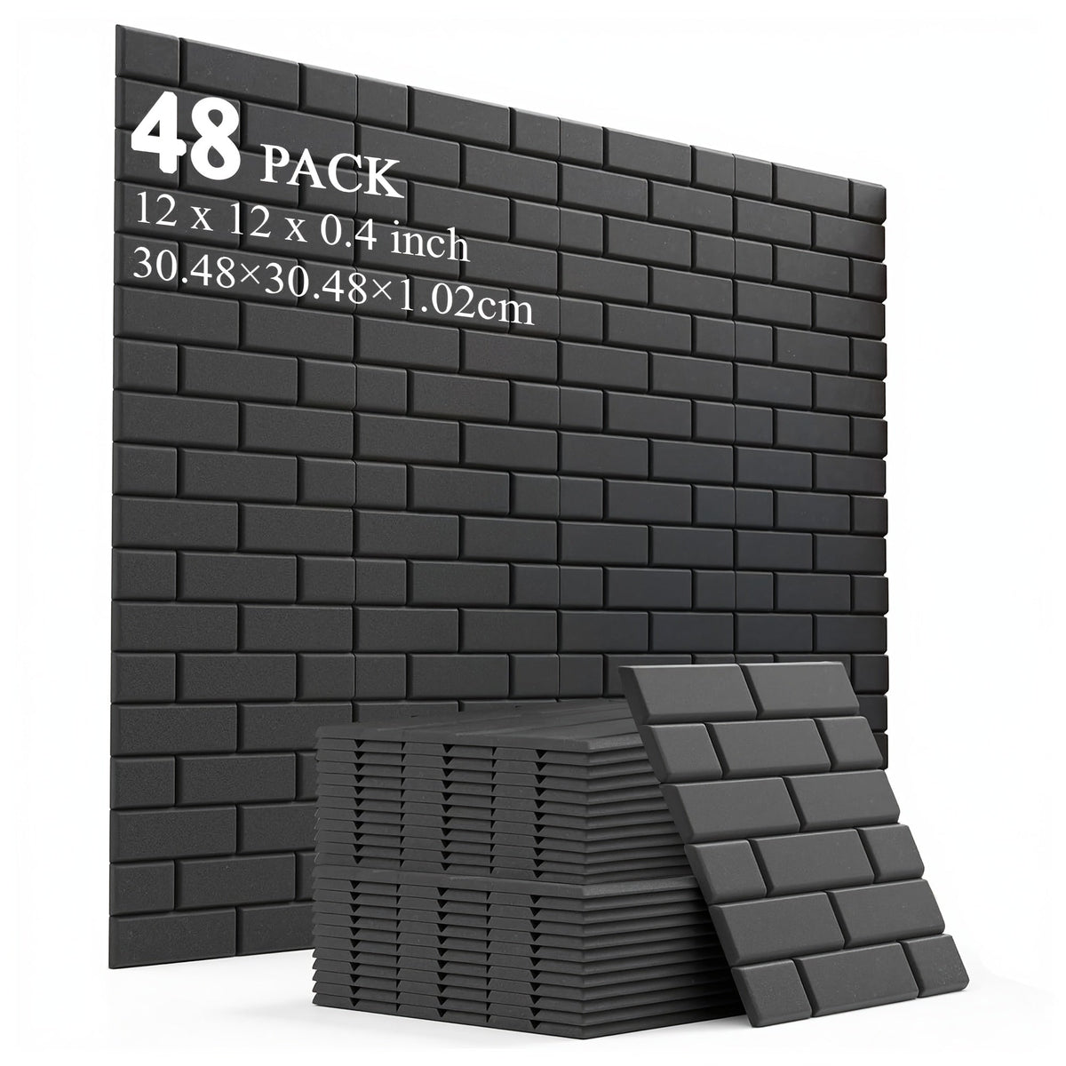 Acoustic Wall Panel shown in the Wall Tile Soundproof Panel 30L1H Black 48 option