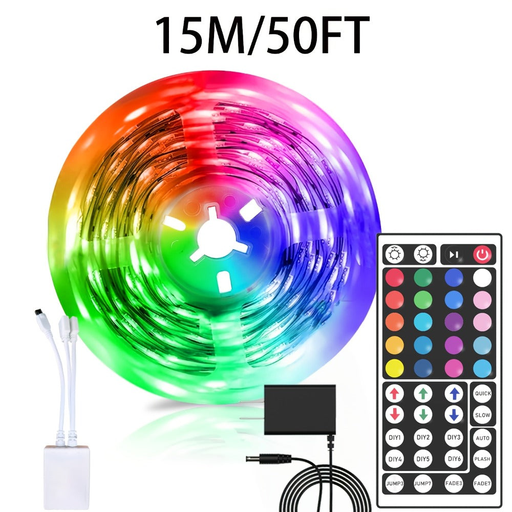 LED Strip Lights RGB 50ft 100ft – Smart Color Changing Light Strip Remote Control Stepless Dimming Music Sync for Bedroom TV Backlight Living Room Stairs Party Christmas Halloween Decor