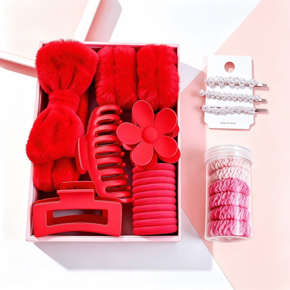 Hair Accessories Set with Headbands, Hair Clips, Hoops and Hair Rings, Bow and Elastic Styles, 14 Color Options