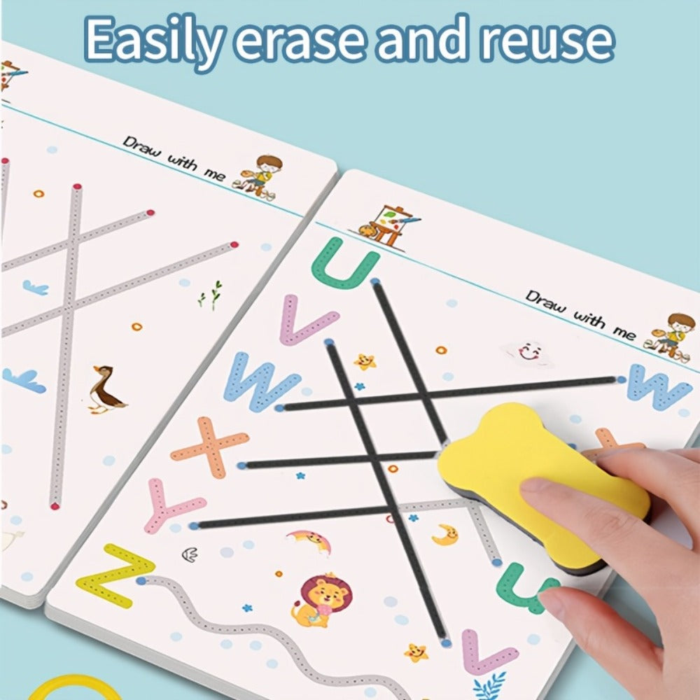 Handwriting Practice Book for Kids Ages 3-6 — 128-Page Reusable Magic Copybook, Trace Letters Numbers Pen Control Workbook for Toddlers Preschoolers Kindergarteners, Back to School Gift