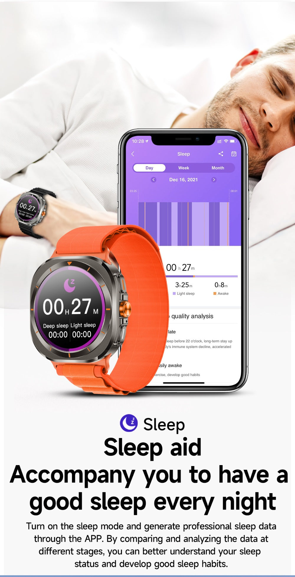 SIM Card Smartwatch Voice Assistant 100 Sport Modes – Big Screen Wireless Calling Fitness Tracker Wireless Charger 2 Straps Customizable Watch Faces Orange Black White Blue Gift