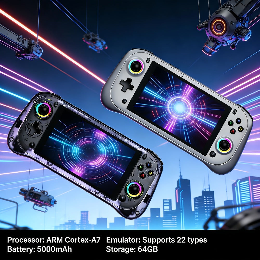 J55 Online Multiplayer Handheld Game Console – 5.5 Inch Large Screen, Open-Source System, 64GB Storage, Ultra-Long Battery Life, Global Online Gaming, High-End Portable Edition, Perfect Holiday Gift