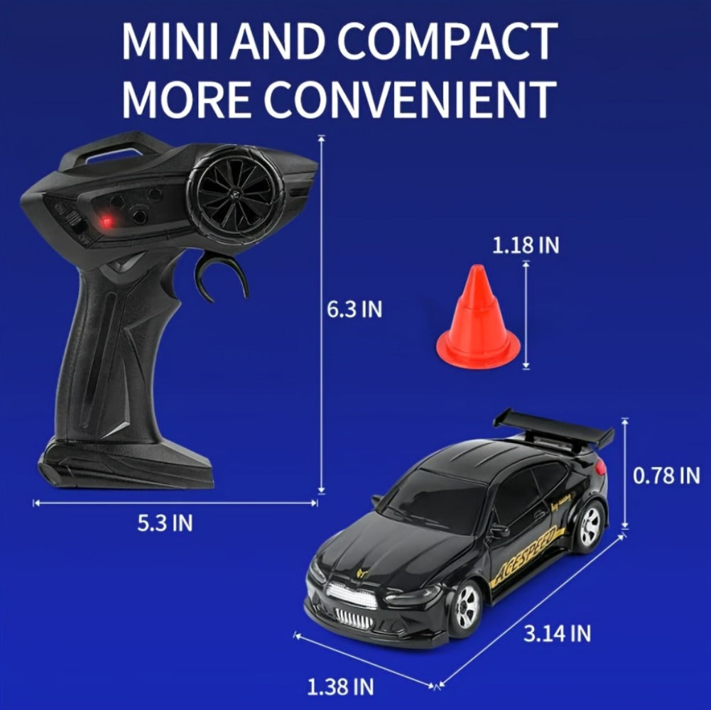 1:64 Scale 4WD Mini RC Drift Car with LED Lights