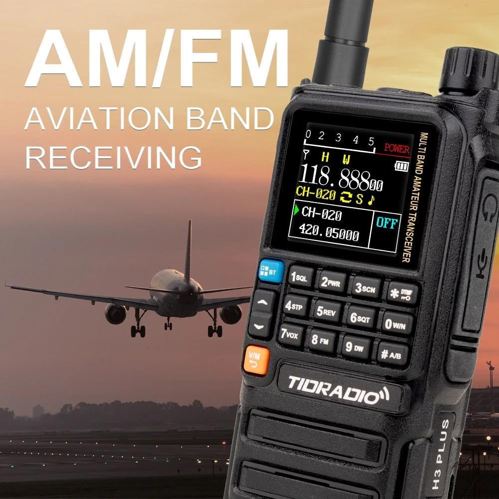 Tidradio H3 Plus Ham Radio Multi-Band Two-Way Radio, AM/FM Reception, Wireless Headset Compatible, Global Intercom via App, Long Range Walkie Talkie for Camping Emergency Outdoor Communication