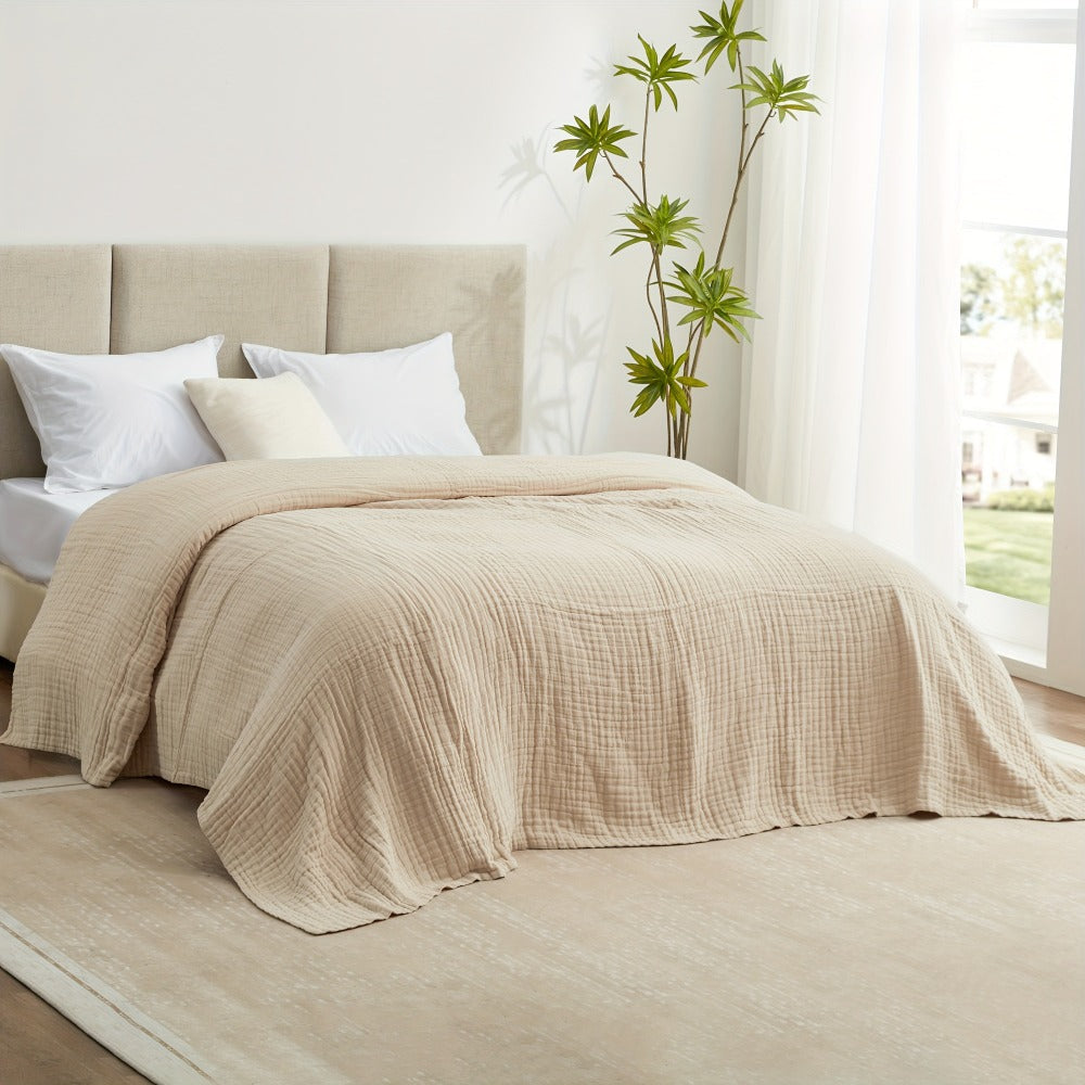 6-Layer Gauze Blanket 100% Muslin – Lightweight Breathable Cotton Throw for Couch & Bed, All Season Adult Blanket, 4 Colors