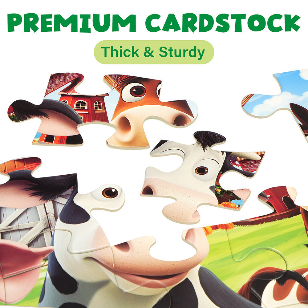 Large Floor Puzzle for Kids Ages 3+, Chunky Jigsaw in Mermaid or Farm Animals Design