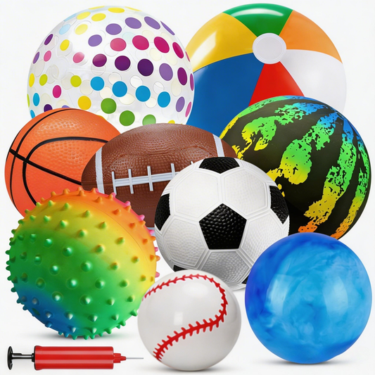 Kids Playground Ball Set with Air Pump, 9 Assorted Balls for Indoor & Outdoor Play