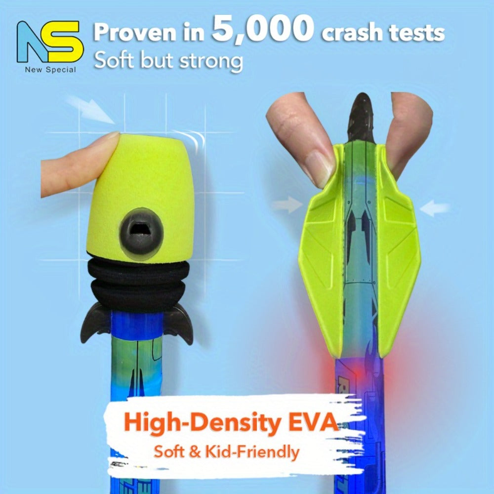 LED Foam Rocket Launcher with Flashing Light, Up to 250 Feet