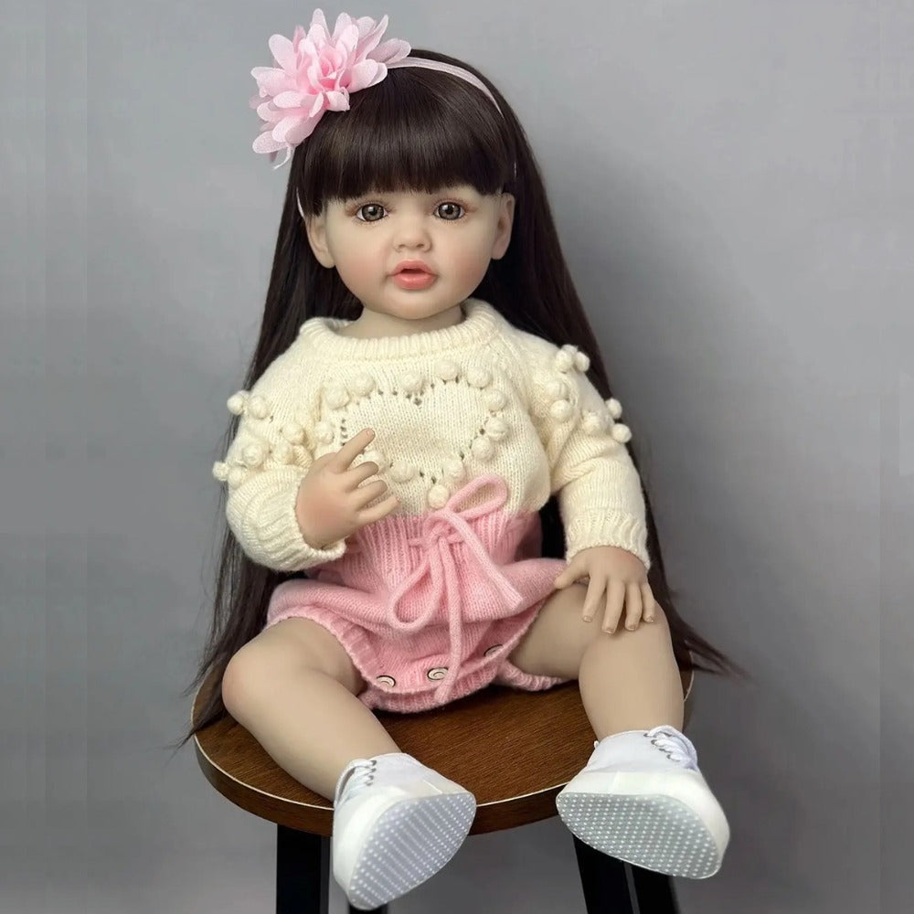 22-Inch Full Vinyl Reborn Baby Doll with Acrylic Eyes and Wig Hair