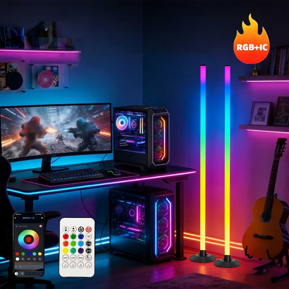 Smart RGB Corner Floor Lamp RGBICB 172 LEDs 1000lm - APP & Remote Control 16 Million Colors 64+ Music Sync Modes USB Powered Standing Lamp for Bedroom Gaming Room Living Room Home Decor