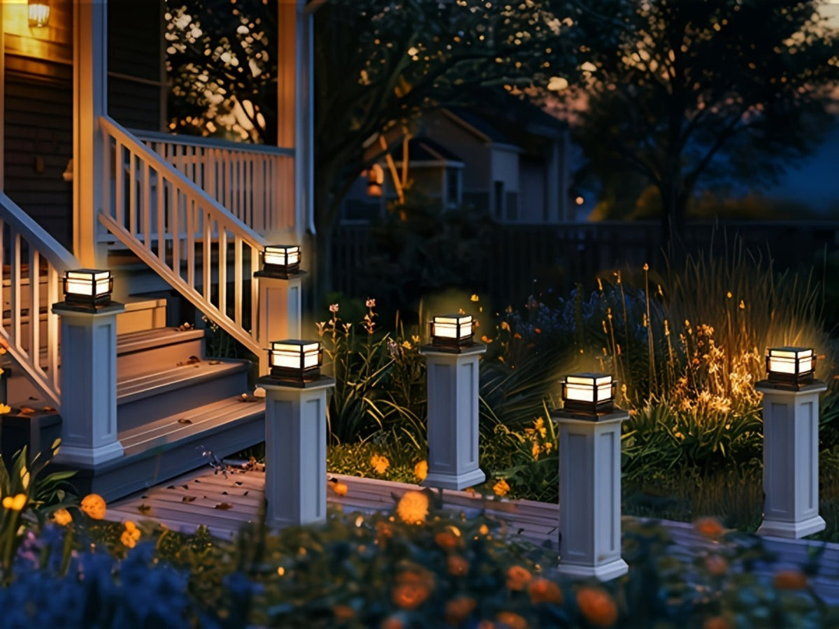 Solar Post Cap Lights for Fence Deck 6 Pack - Outdoor Bright LED Waterproof Auto Dusk to Dawn for Garden Porch Patio Stair Railing Newel Post Driveway Pillar Decoration