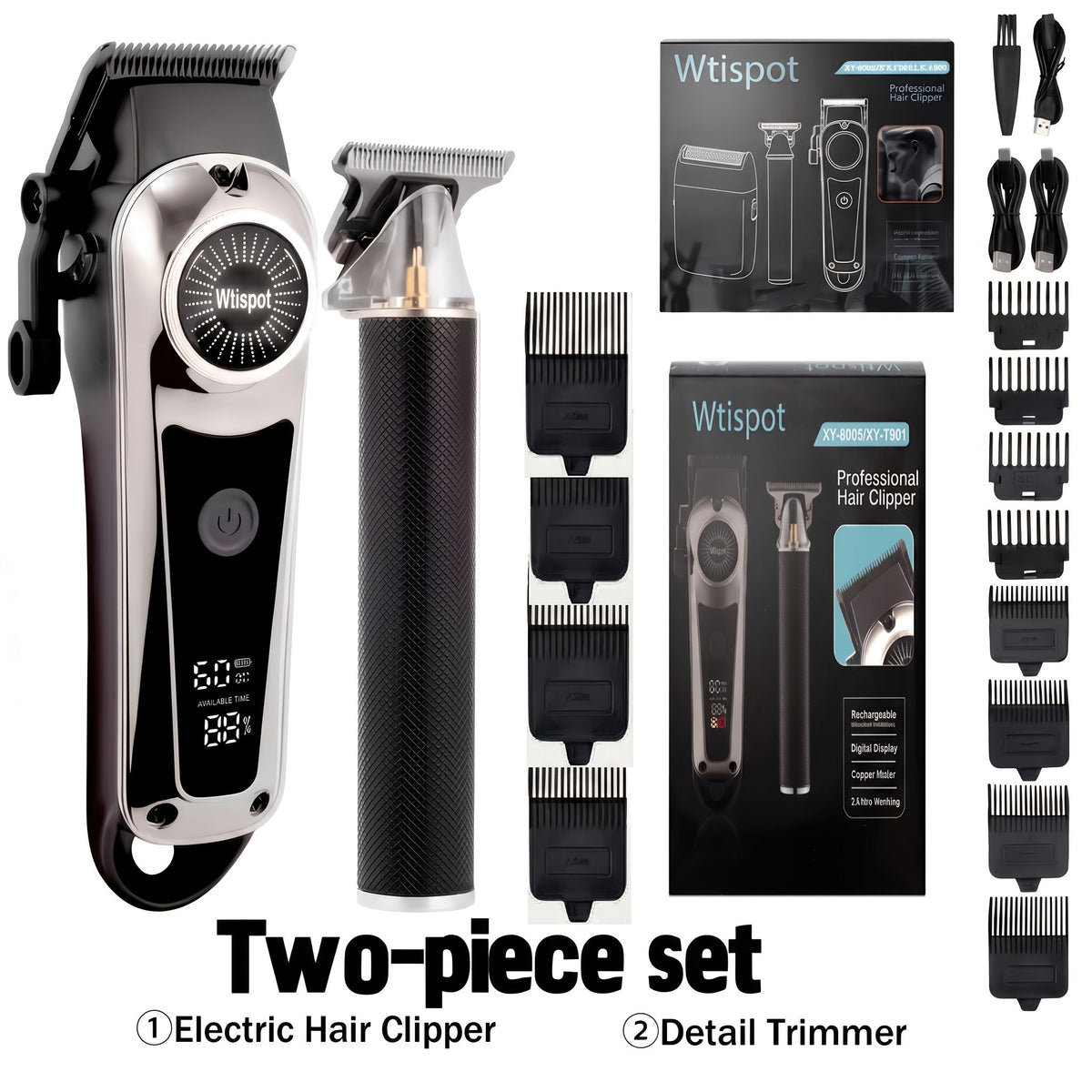 3-in-1 Grooming Kit for Men — Electric Hair Clipper, Nose Hair Trimmer & Shaver Set, USB Rechargeable Lithium Battery Cordless, 2 3 4-Piece Options, Black & Golden, Gift for Husband Boyfriend Father
