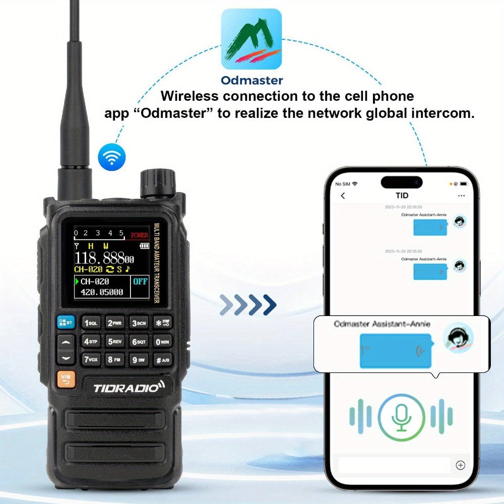 Tidradio H3 Plus Ham Radio Multi-Band Two-Way Radio, AM/FM Reception, Wireless Headset Compatible, Global Intercom via App, Long Range Walkie Talkie for Camping Emergency Outdoor Communication