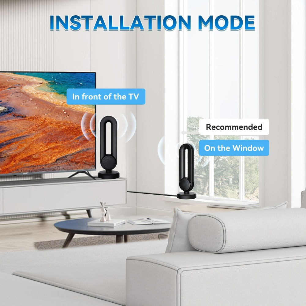 Long Range 250 Mile TV Antenna 4K 1080P – USB Powered, 180° Rotatable, Magnetic Base, Indoor & Outdoor, Smart & Legacy TVs, Home Car RV, HDTV-09 MAX