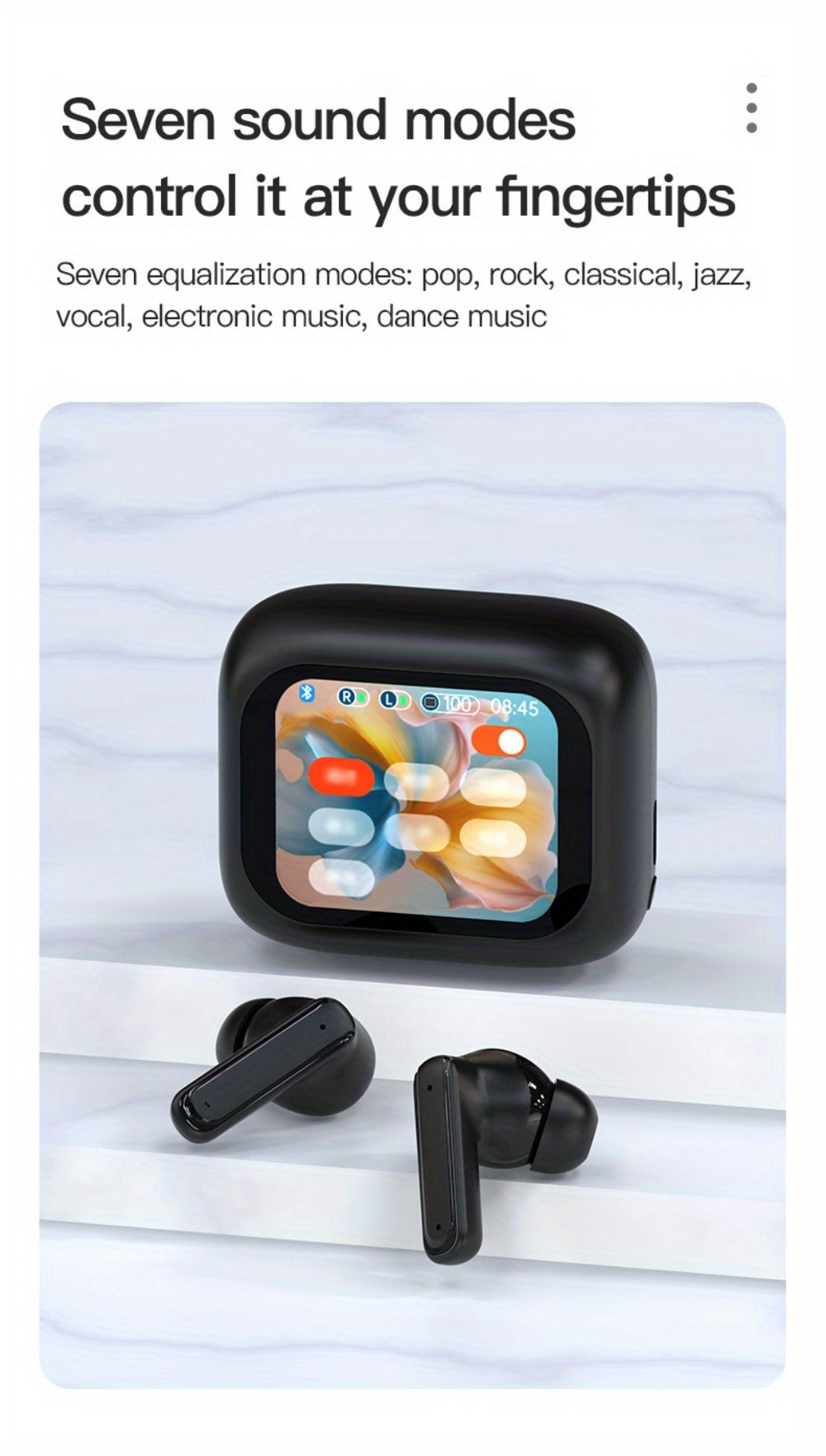 Touchscreen ANC Wireless Earbuds Full-Color Display – Noise Cancelling In-Ear with Charging Case for Sports Gaming Business – Gift for Men Women Compatible with iOS Android