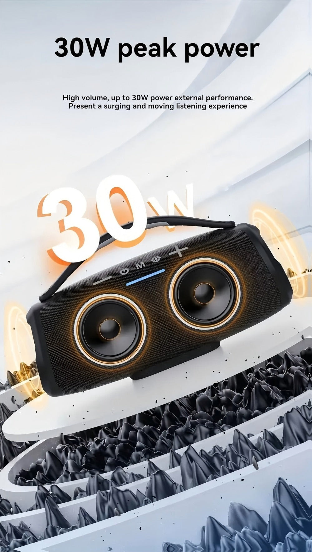 TG418 Bluetooth Wireless Speaker 3000mAh, LED Flash Lights, EQ Settings, Type-C Charging, TF Card USB AUX Compatible, Loud Portable Speaker for Mobile Phones Tablets Computers Outdoor & Home Use