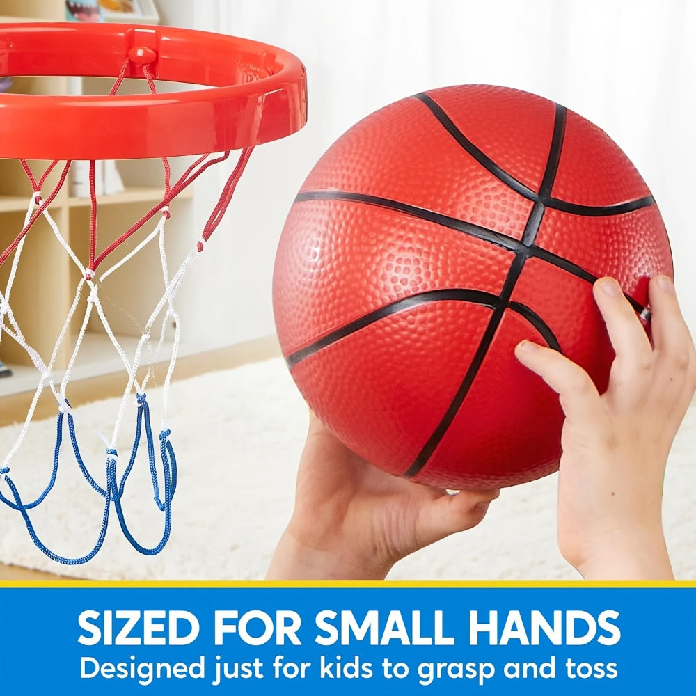 Over-the-Door Indoor Basketball Hoop with Light-Up Scoreboard, Red