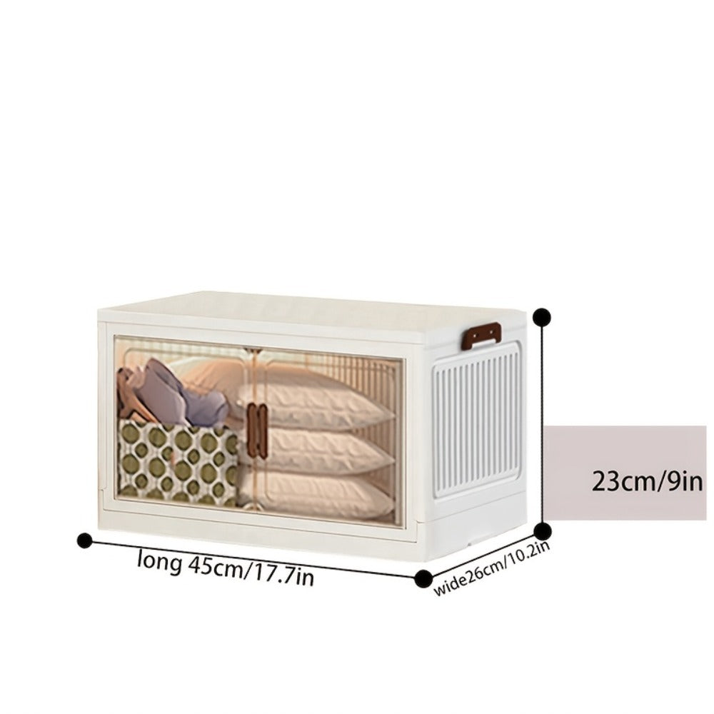 Stackable Foldable Storage Cabinet with Door – PP Plastic 1/2/3/4/5 Layer Organizer Box with Wheels & Cover | Dual-Access Home Storage for Clothes, Books, Snacks & Kitchen Supplies | Office & Garage