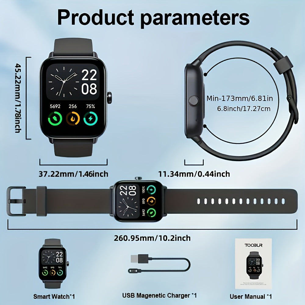 Alexa Built-in Smartwatch 1.95 Inch 360p Large Screen 100+ Sport Modes Wireless Calling Step Counter Sleep Tracker Health Monitoring USB Rechargeable Wristband Compatible with Android iPhone – Black