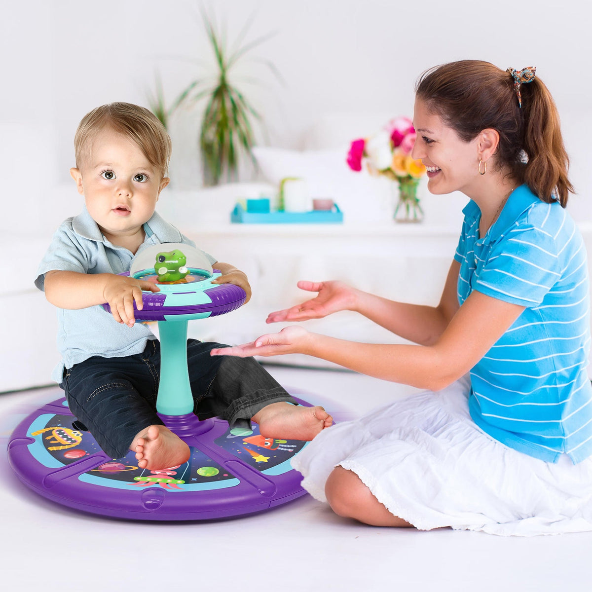 Dinosaur Spin Seat Toy for Toddlers 18 Months+ – 360° Sit and Spin with Music, Indoor Interactive Sensory Balance Toy, Supports Up to 110 lbs, Birthday Christmas Gift for Boys & Girls