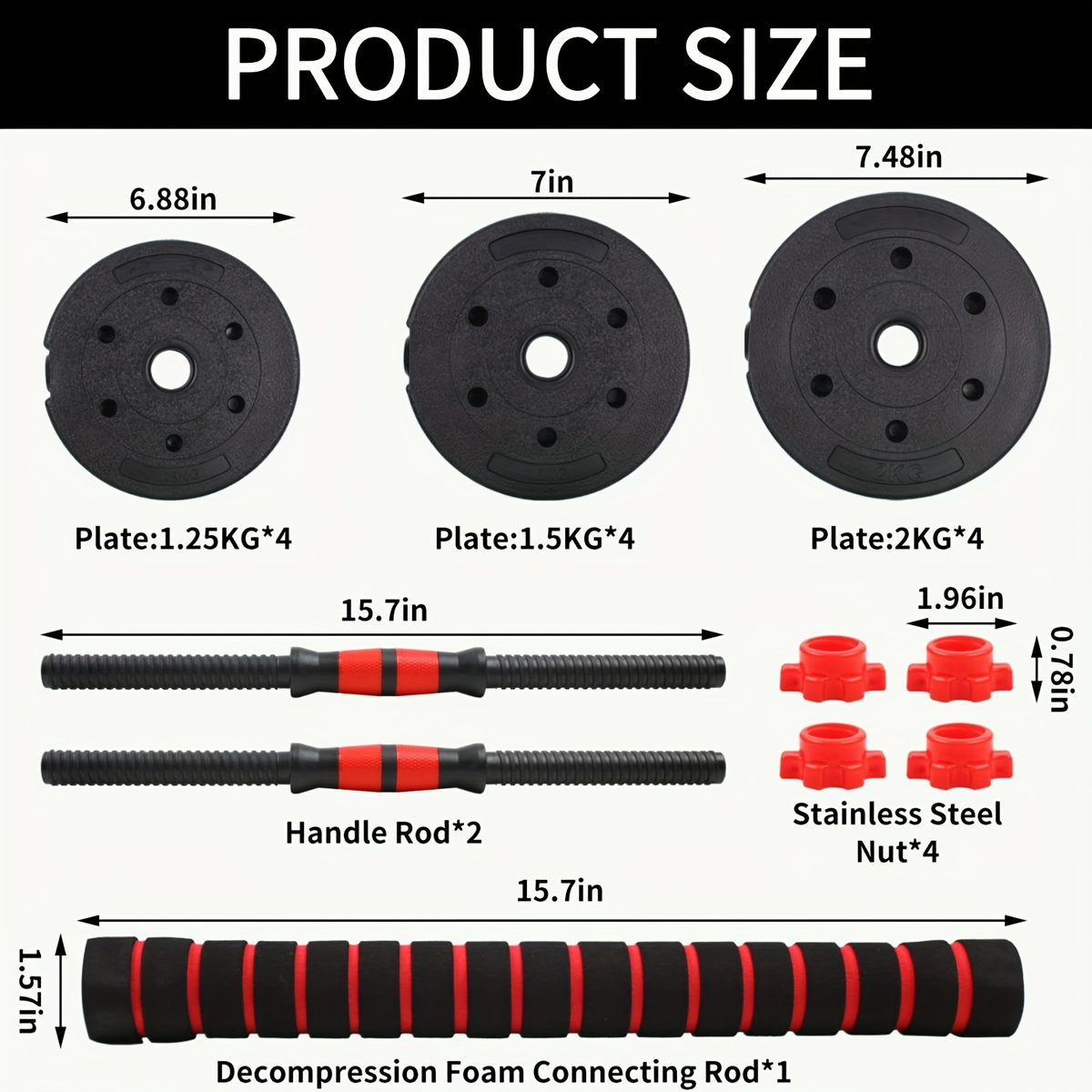 Adjustable Dumbbell Set 44lb | Men Women Free Weight Barbell with Thick Connecting Bumper Plates | Home Gym Strength Training Equipment Combo for Fitness Workout Black