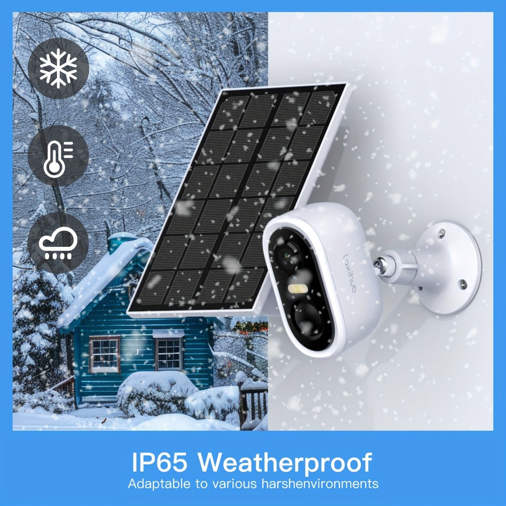 Solar Powered Outdoor Security Camera 3MP 1296P, IP65 Weatherproof, AI Human Motion Detection, Spotlight Color Night Vision, Zone Intrusion Alert, Two-Way Audio, 256GB SD & Cloud – Wire-Free CCTV
