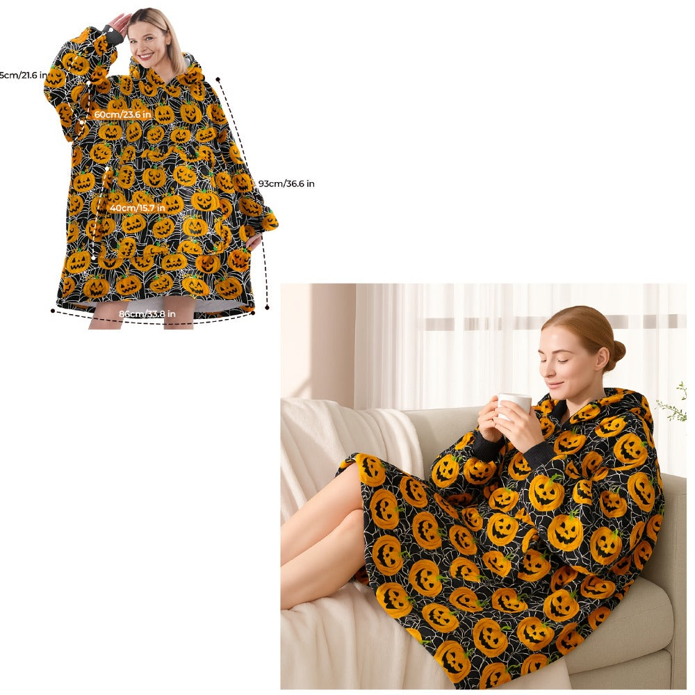 Wearable Hooded Blanket – Reversible Oversized Sherpa Throw with Kangaroo Pocket & Socks, Machine Washable, Christmas Gift, 4 Styles