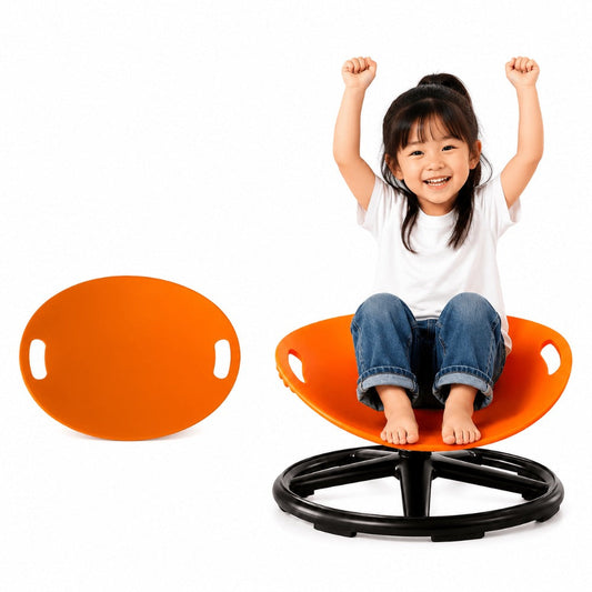 Sensory Spinning Chair with Plastic Seat and Metal Frame, Orange or Blue