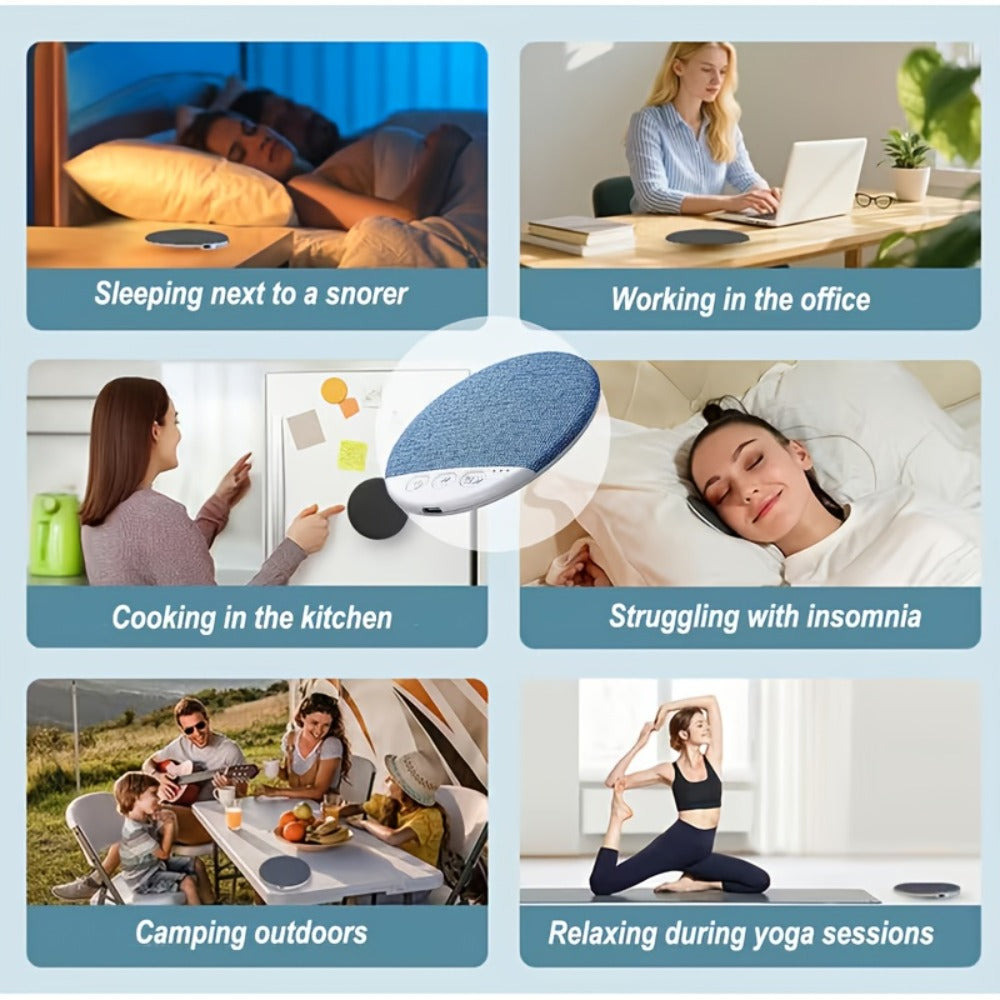 Sleep Pillow Speaker Wireless White Noise Machine with Rain Ocean Sounds, 2-Pack Lightweight 49g Sleep Headphones, 7-Day Battery Life, Auto Shut-Off Timer for Better Sleep