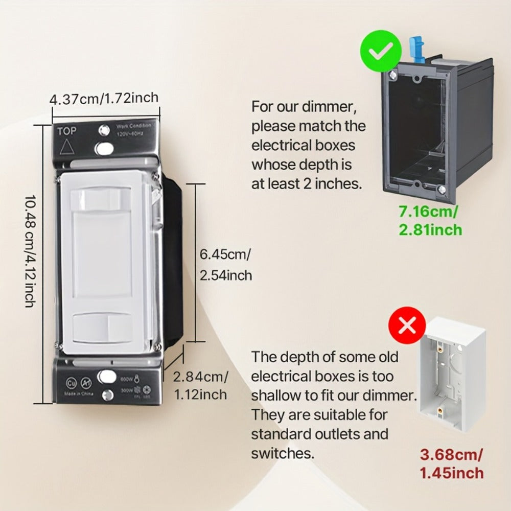 MOES Slide Dimmer Light Switch 3-Way & Single Pole No Neutral Wire – 600W Max, Compatible with LED CFL Incandescent Halogen, On/Off Dimming Control, Bedroom Hallway Living Room, Black & White (2/6-Pack)