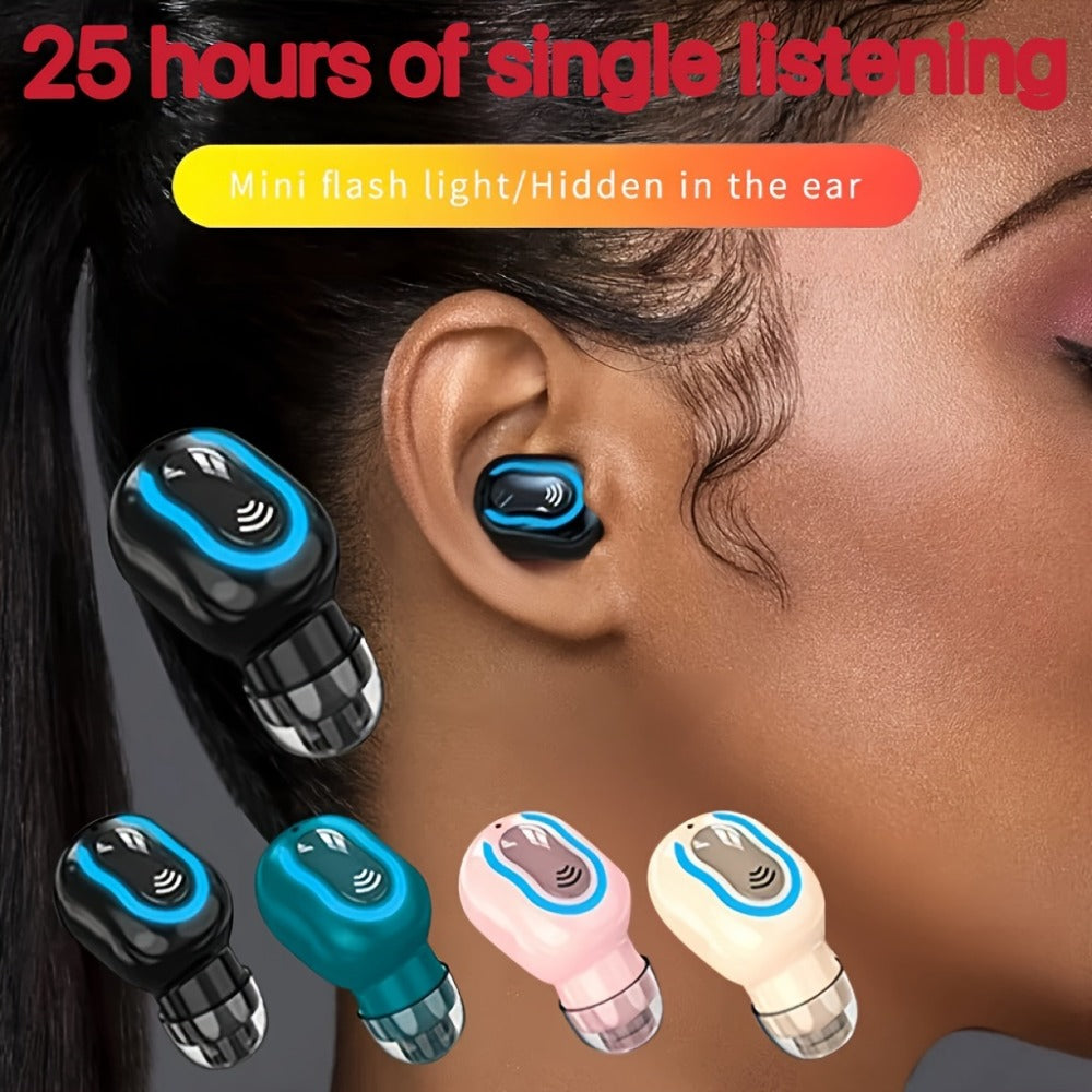 Mini Invisible Wireless Earphone Long Standby Condenser Microphone In-Ear Sport Headset for Running Gym Cycling Exercise iOS Android Black Green Beige Pink