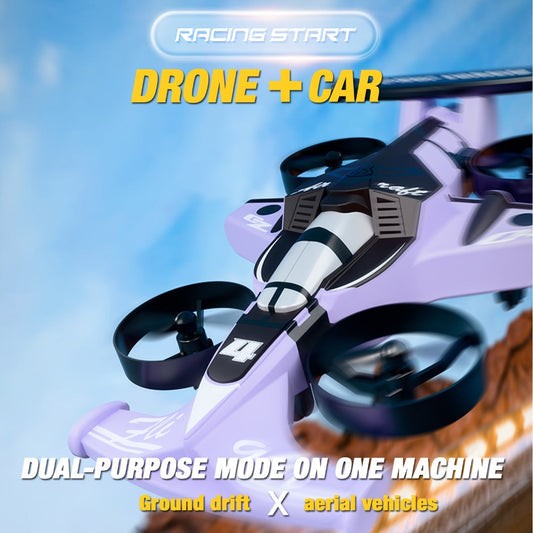 2-in-1 Air Land Drone Car with Collision Avoidance – Mini RC Quadcopter & Ground Vehicle for Kids Beginners Safe Indoor Flying Toy USB Rechargeable Low Speed Gift for Boys Girls Birthday Christmas