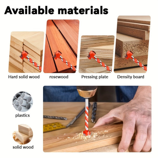 Long Auger Drill Bit Set, 5-Piece Alloy Hex Shank for Wood and Plastic