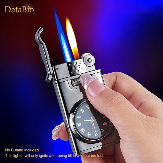 Double Flame Torch Lighter with Quartz Dial, Refillable Metal Body & Adjustable Flame