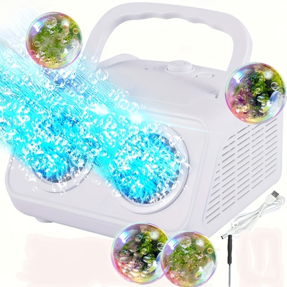 Double Fan Bubble Machine for Party Wedding – Indoor Outdoor Atmosphere Bubble Maker for Kids Adults, Birthday Halloween Christmas Event Decor Toy, 1 or 2 Set Options White or Black